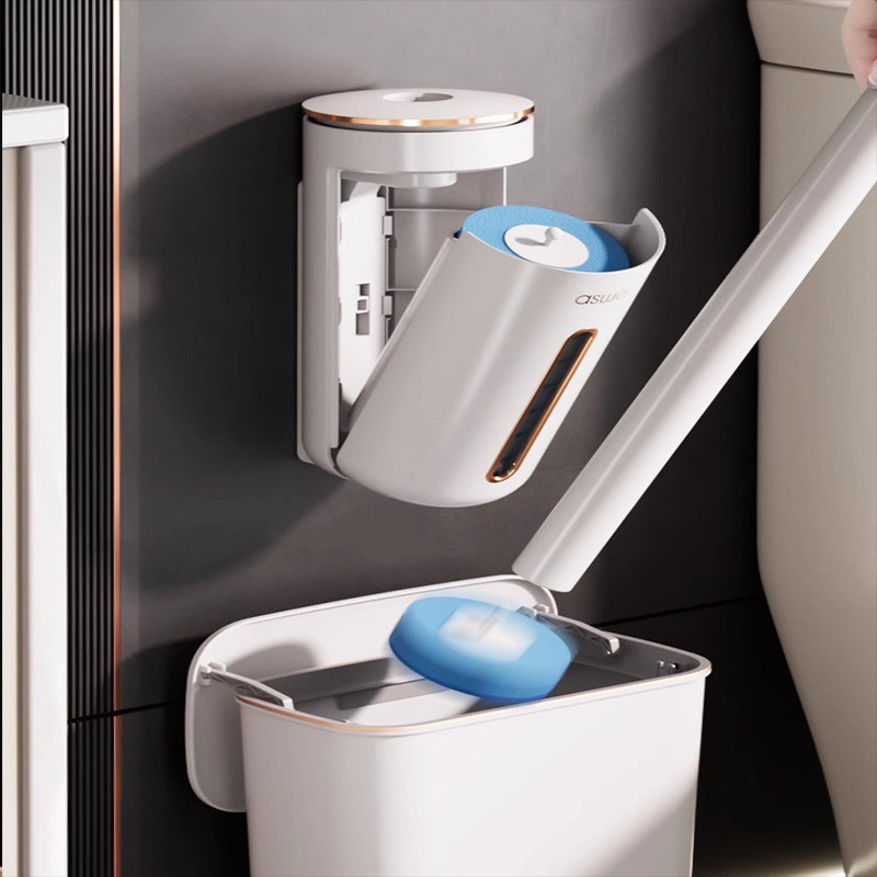 环保型一次性马桶刷家用全方位清洁可替换刷头浴室挂壁式