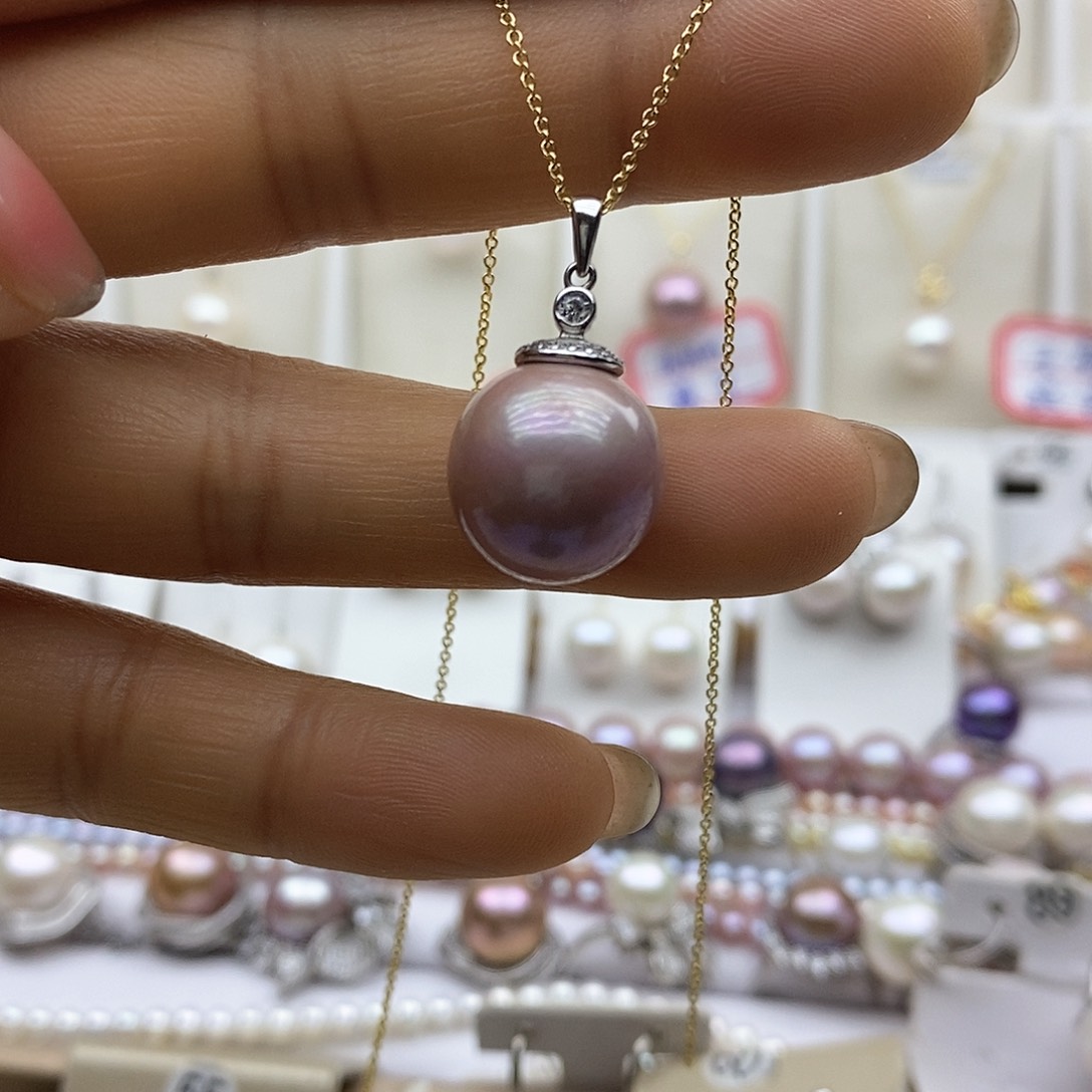 淡水珍珠吊坠(赠链)银S925镶嵌