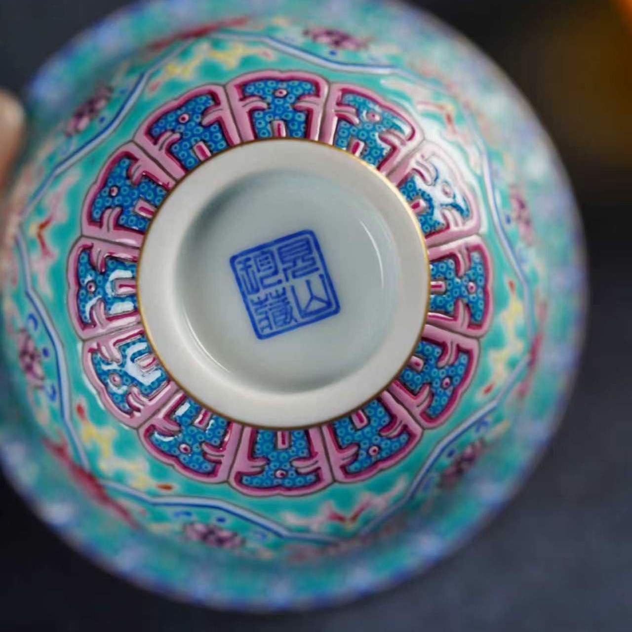 见山烧·珐琅彩压手杯