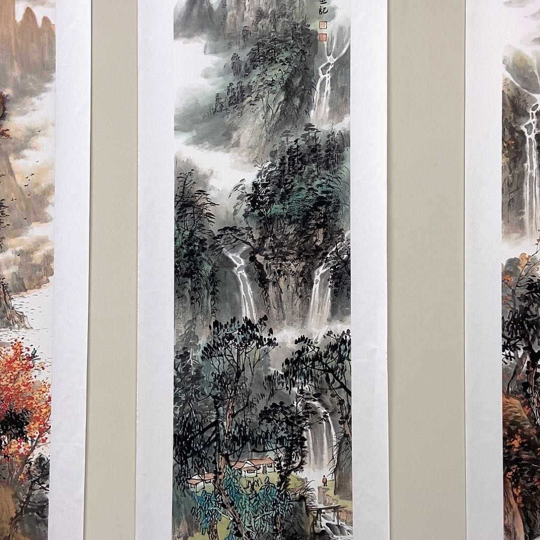 国画韦国春四尺对开精品佳作