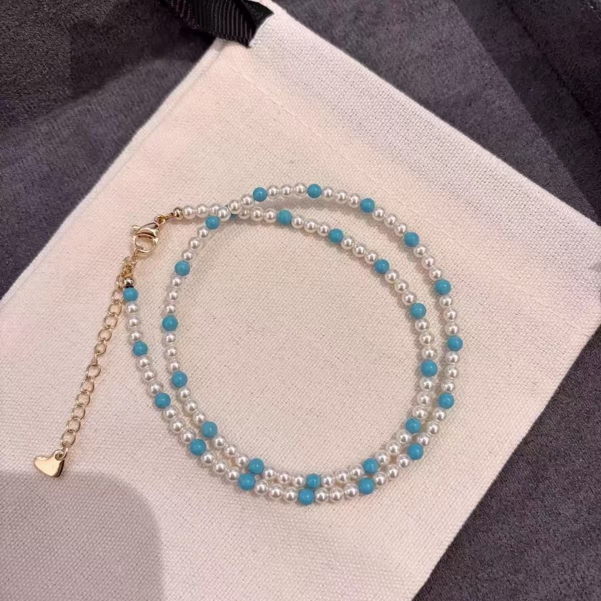 【韩雅珠宝】蓝白混色项链s9142