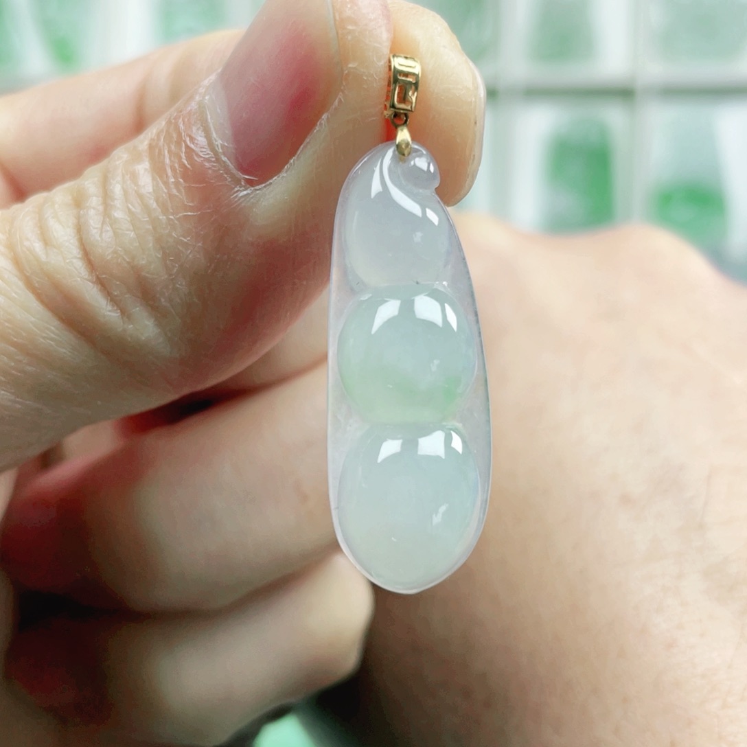 翡翠吊坠(不含链)18K金镶嵌