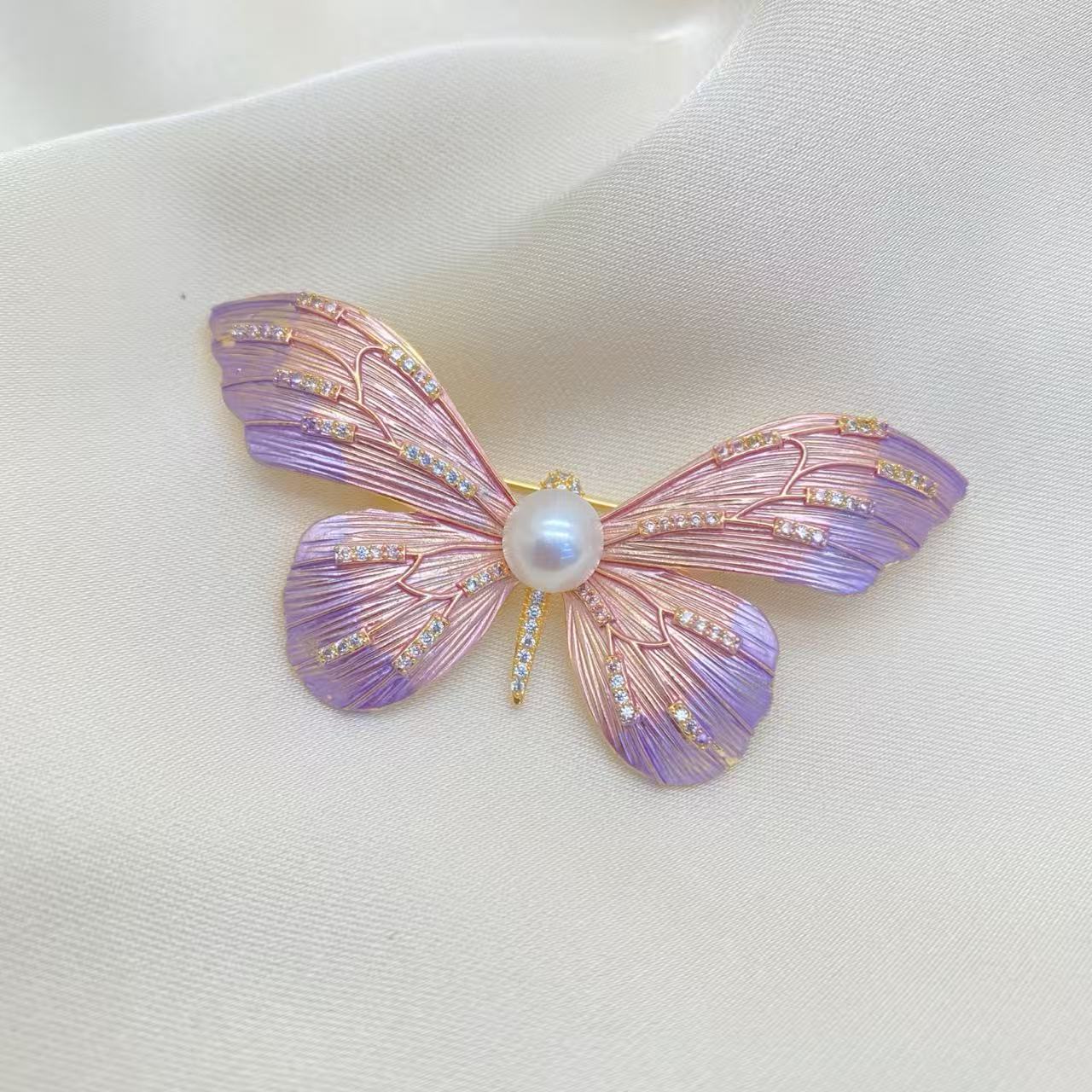  LH006【魅.蝶珍珠胸针】手工气质轻奢时尚百搭梦幻紫色仙子