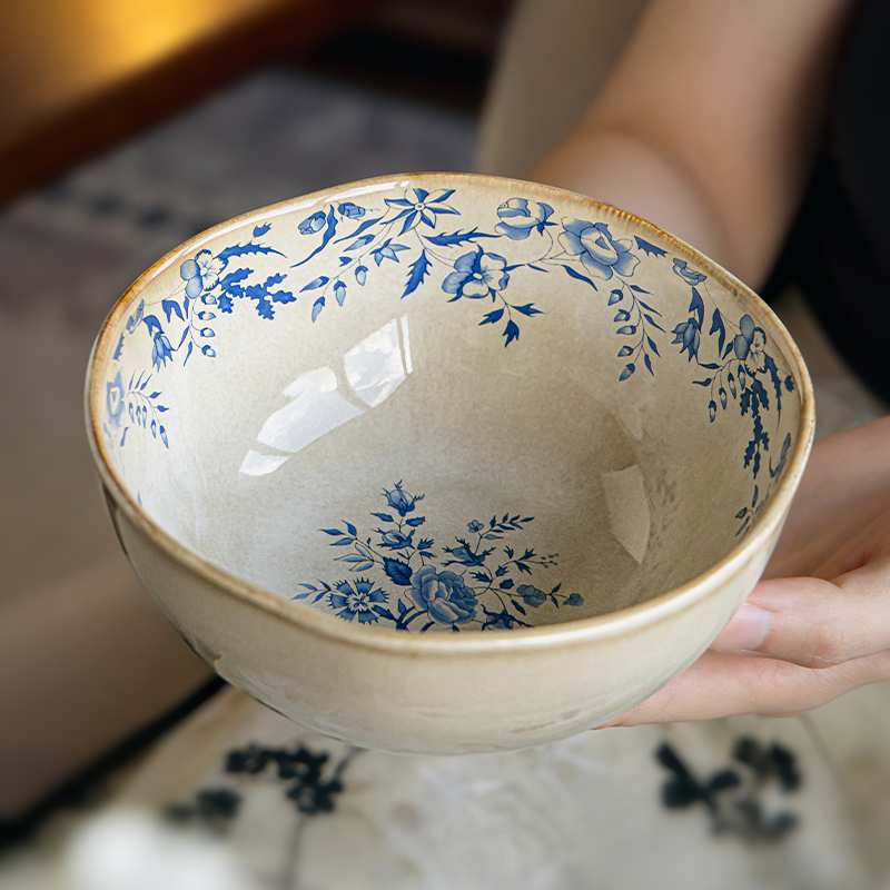 小悠家〖中古风精致面碗〗不规则水果碗好看的酸奶碗家用陶瓷饭碗