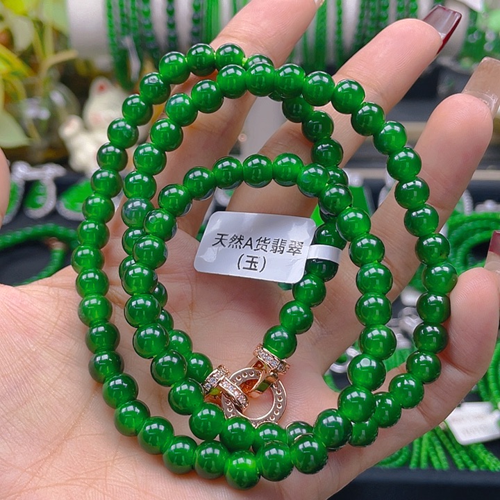 翡翠颈饰未镶嵌圆珠项链7