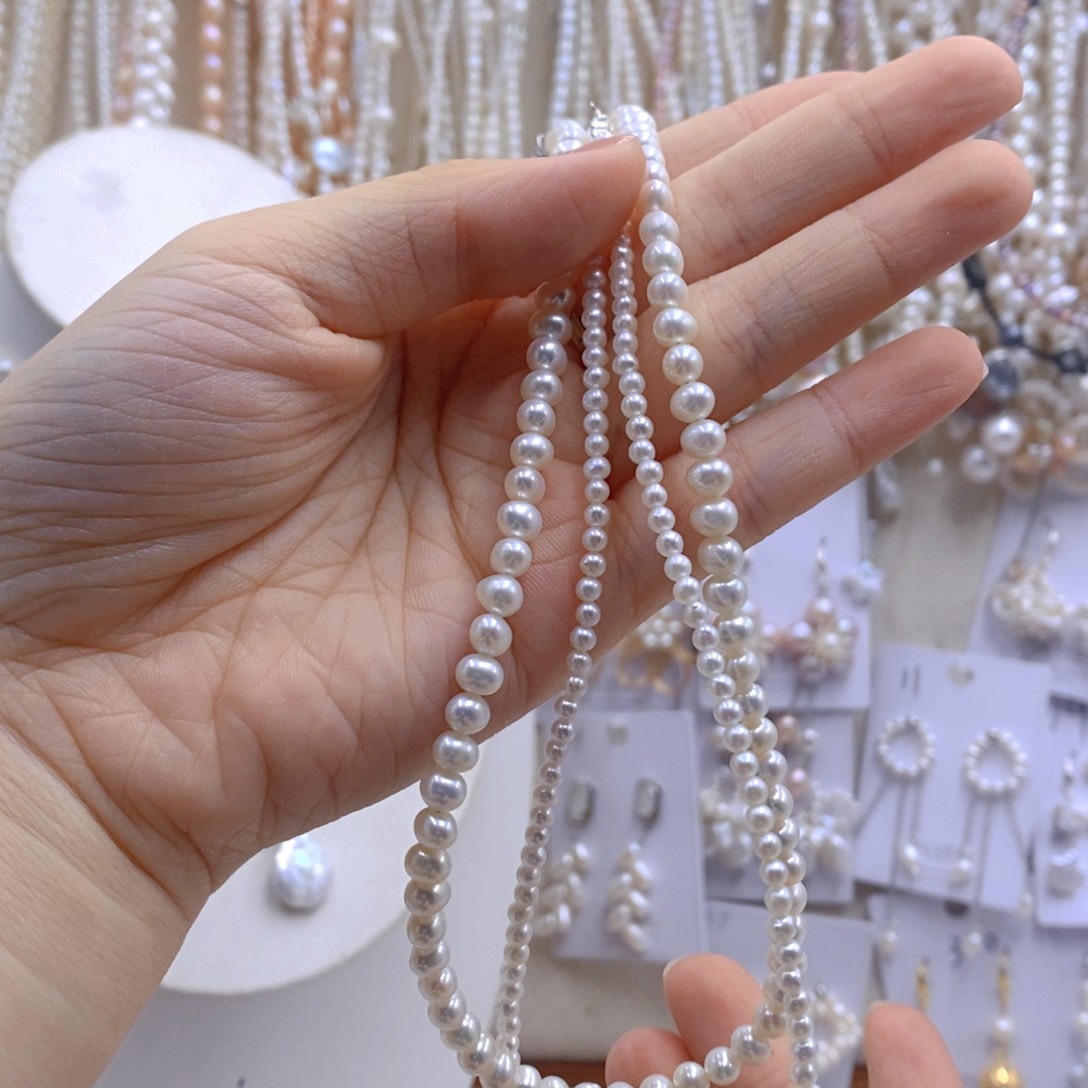 淡水珍珠银S925镶嵌颈饰甜*?