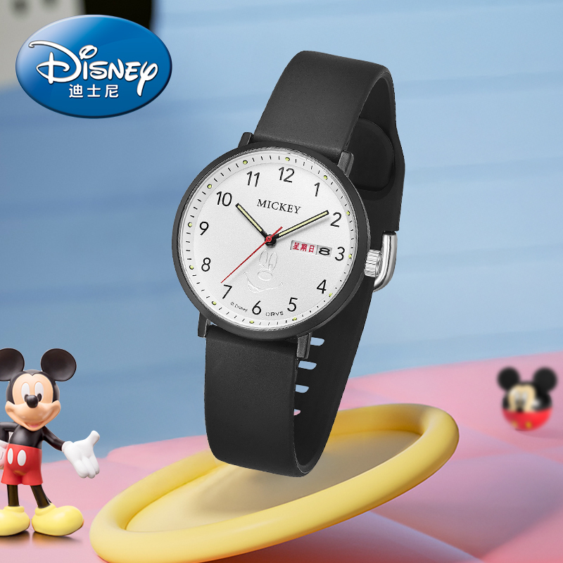 迪士尼考试专用手表防水静音夜光初中高中男生女生石英表情侣时尚