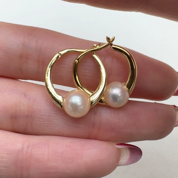 海水珍珠耳饰银S925镶嵌