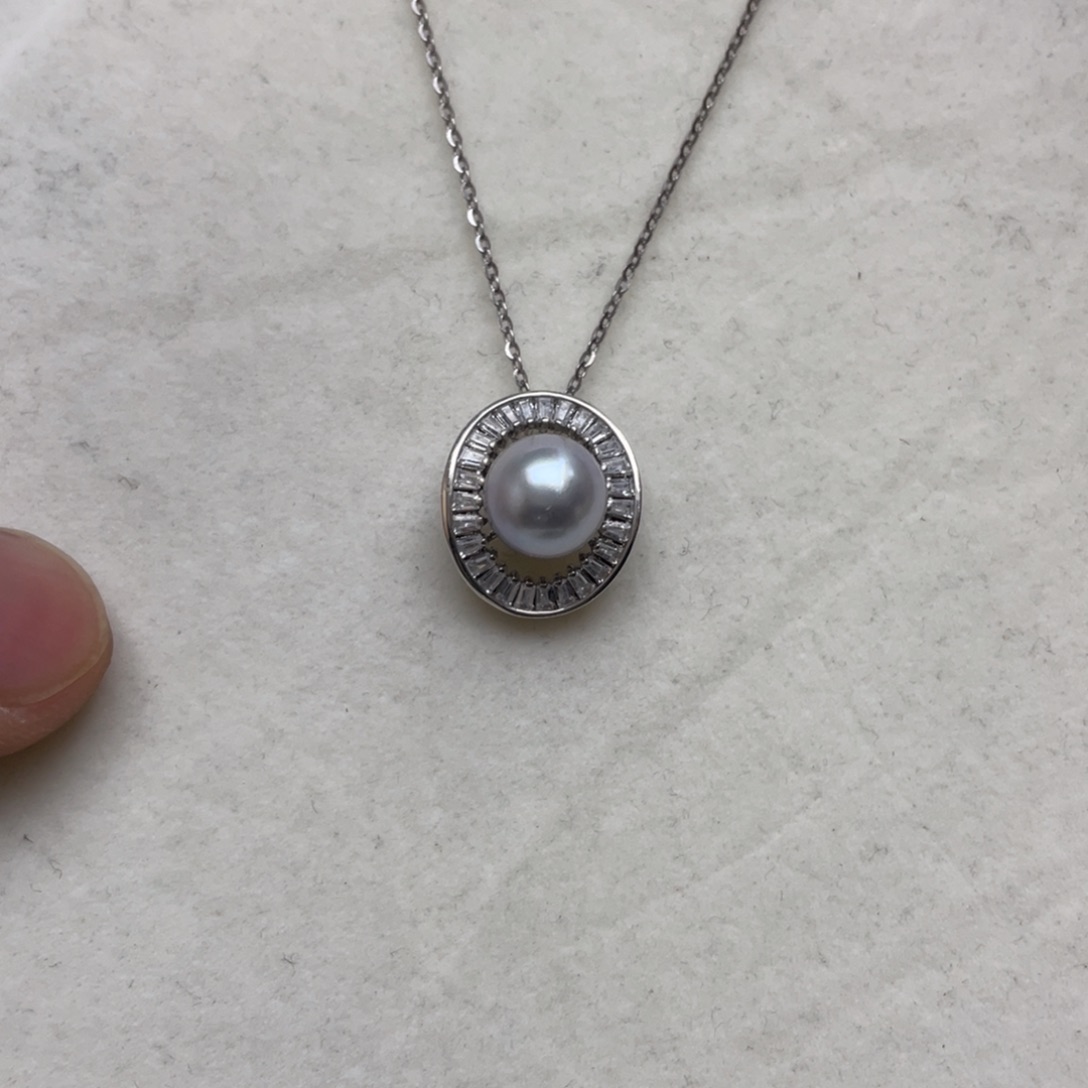 海水珍珠项链银S925镶嵌