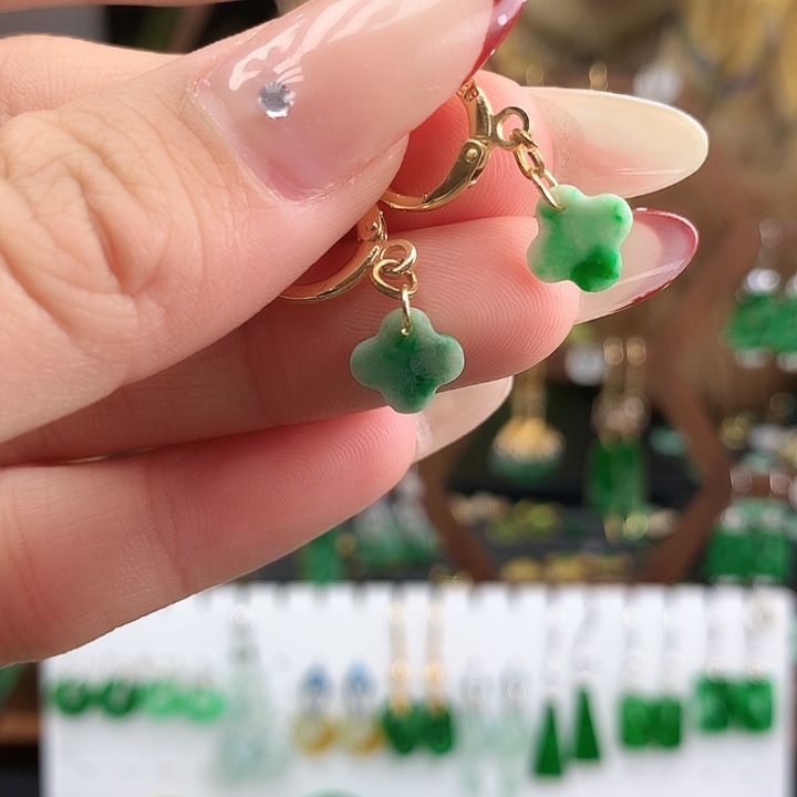 翡翠未镶嵌耳饰耳饰