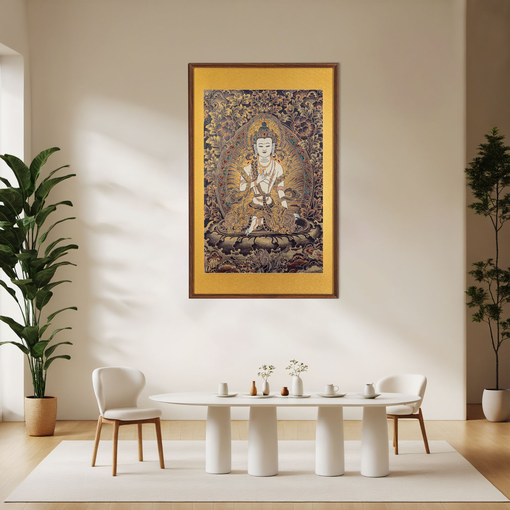 大势至全国包安装刺绣唐卡挂画办公室茶室玄关背景墙装饰画壁挂画