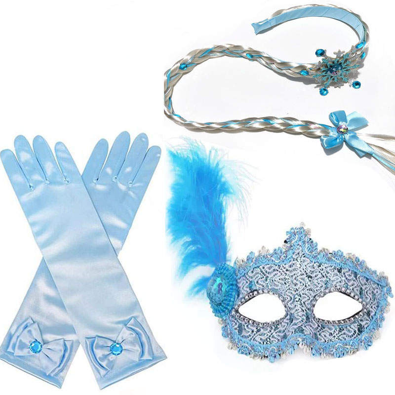 新灰姑娘-2025儿童头饰宝宝公主风礼物面具辫子套装演出手套女孩