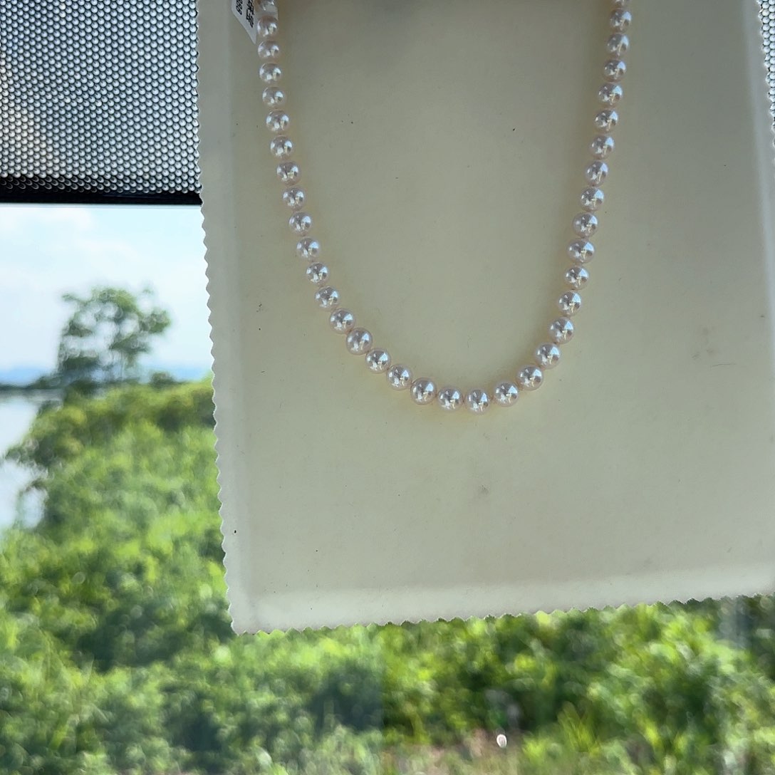 淡水珍珠银S925镶嵌颈饰8-9无核极光镜面正圆炫彩白亮