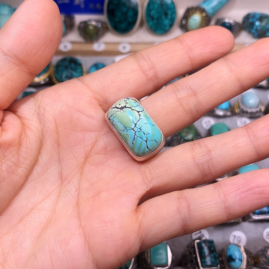 绿松石挂件银S925镶嵌