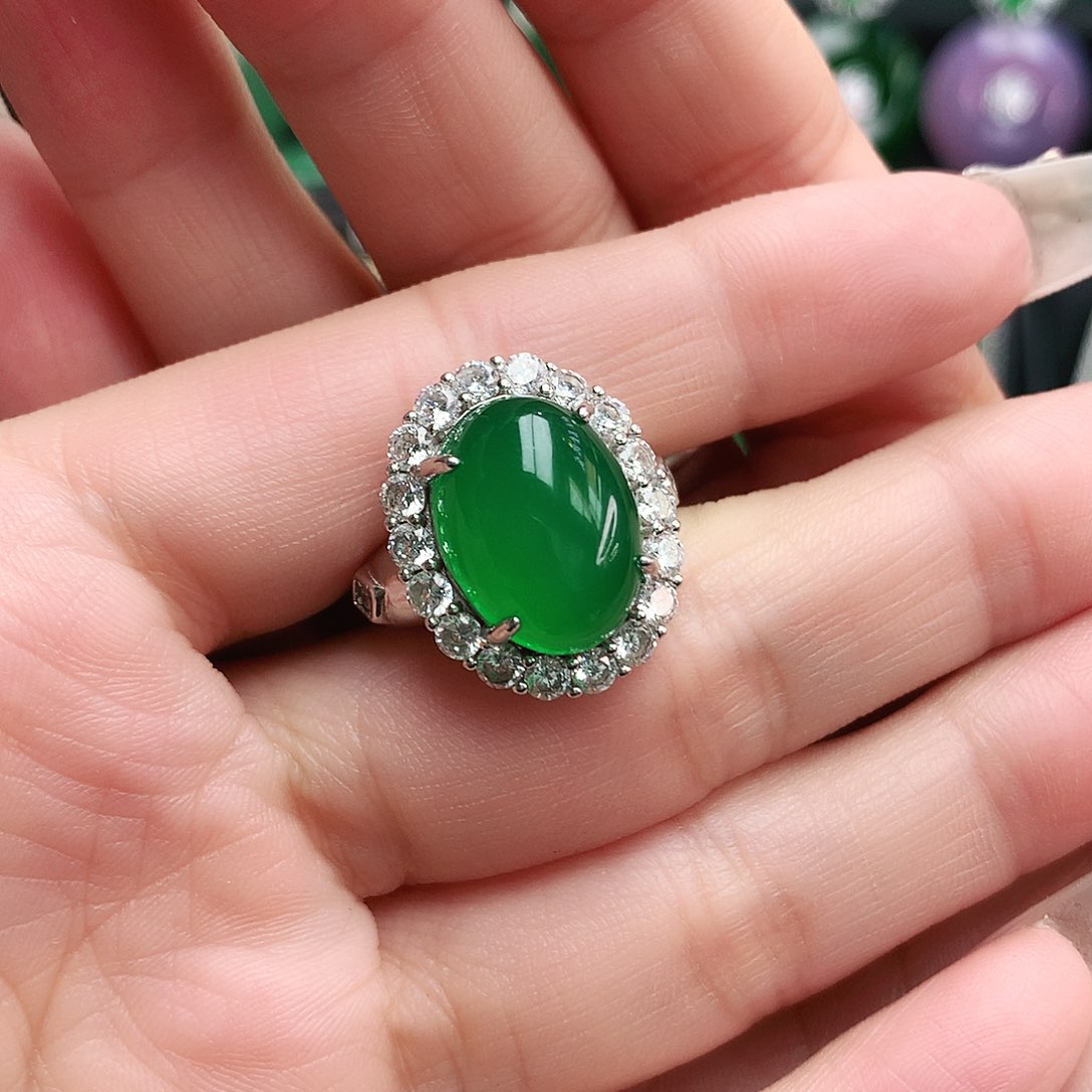 玛瑙/玉髓戒指银S925镶嵌衣****