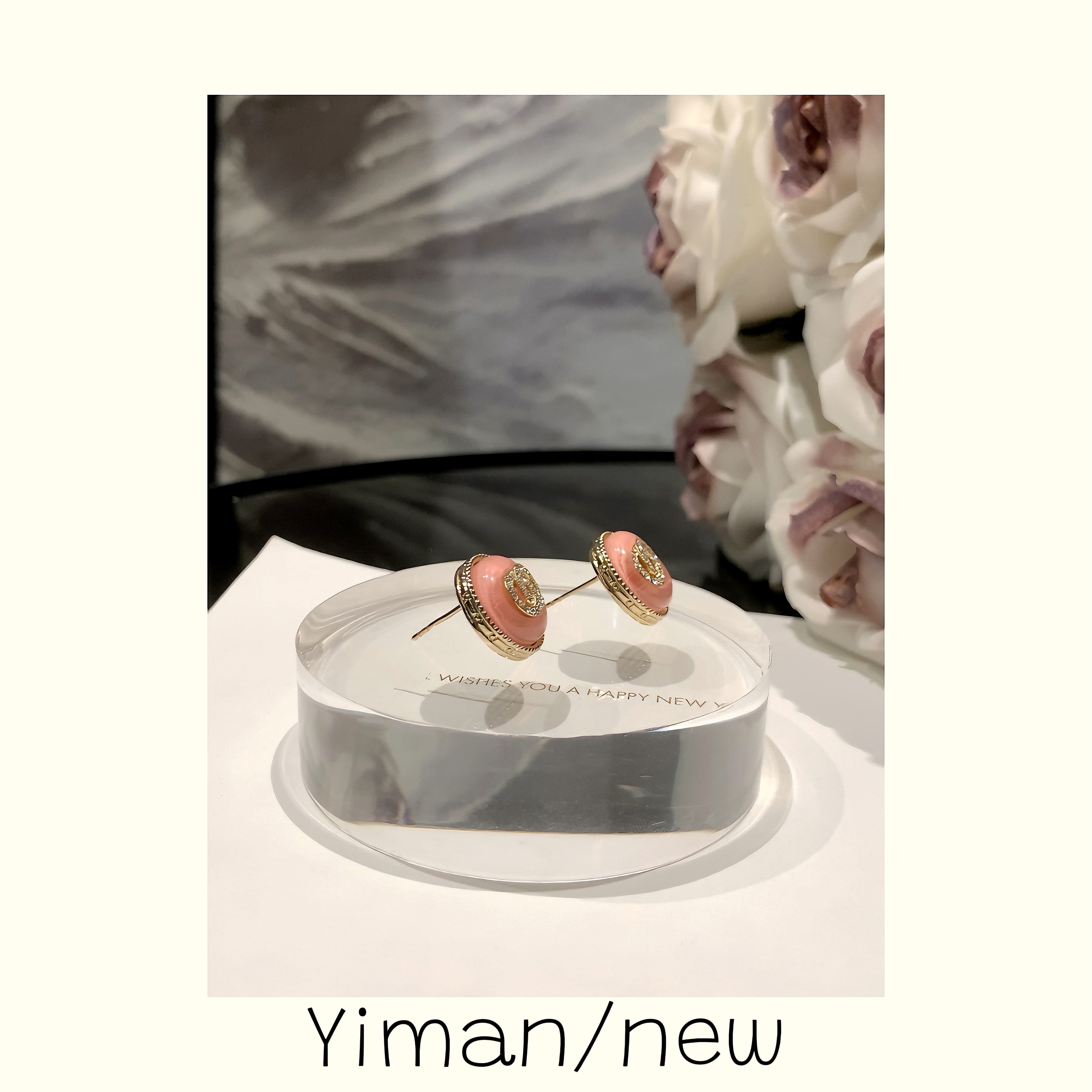 铜合金树脂耳饰 微镶果冻粉小耳钉MZ3659