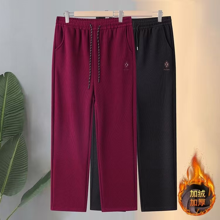 冬季秋冬加绒中老年女装高腰保暖妈妈直筒裤大码弹力宽松加厚大码