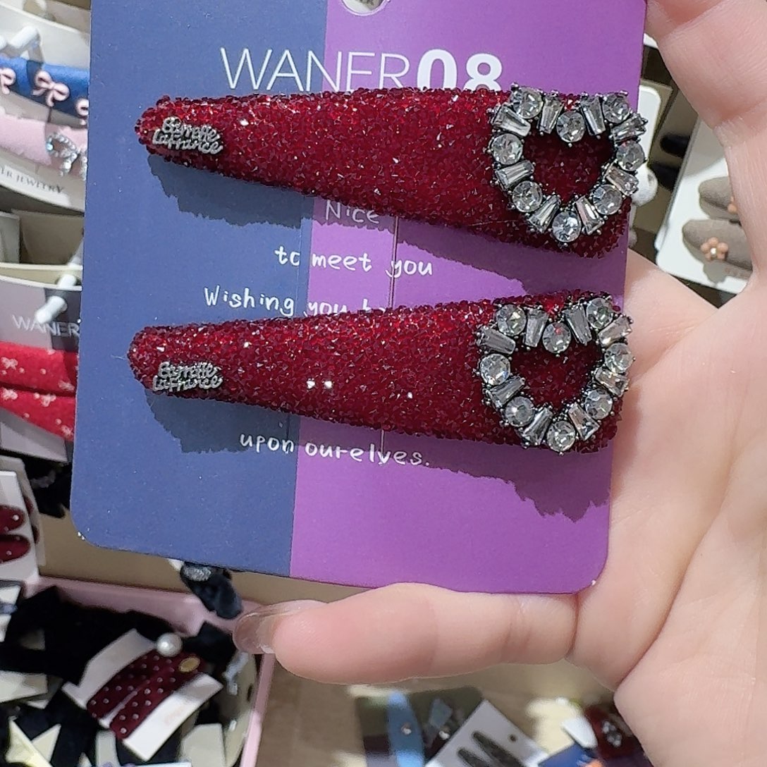 皮质铁合金爱心拜拜夹