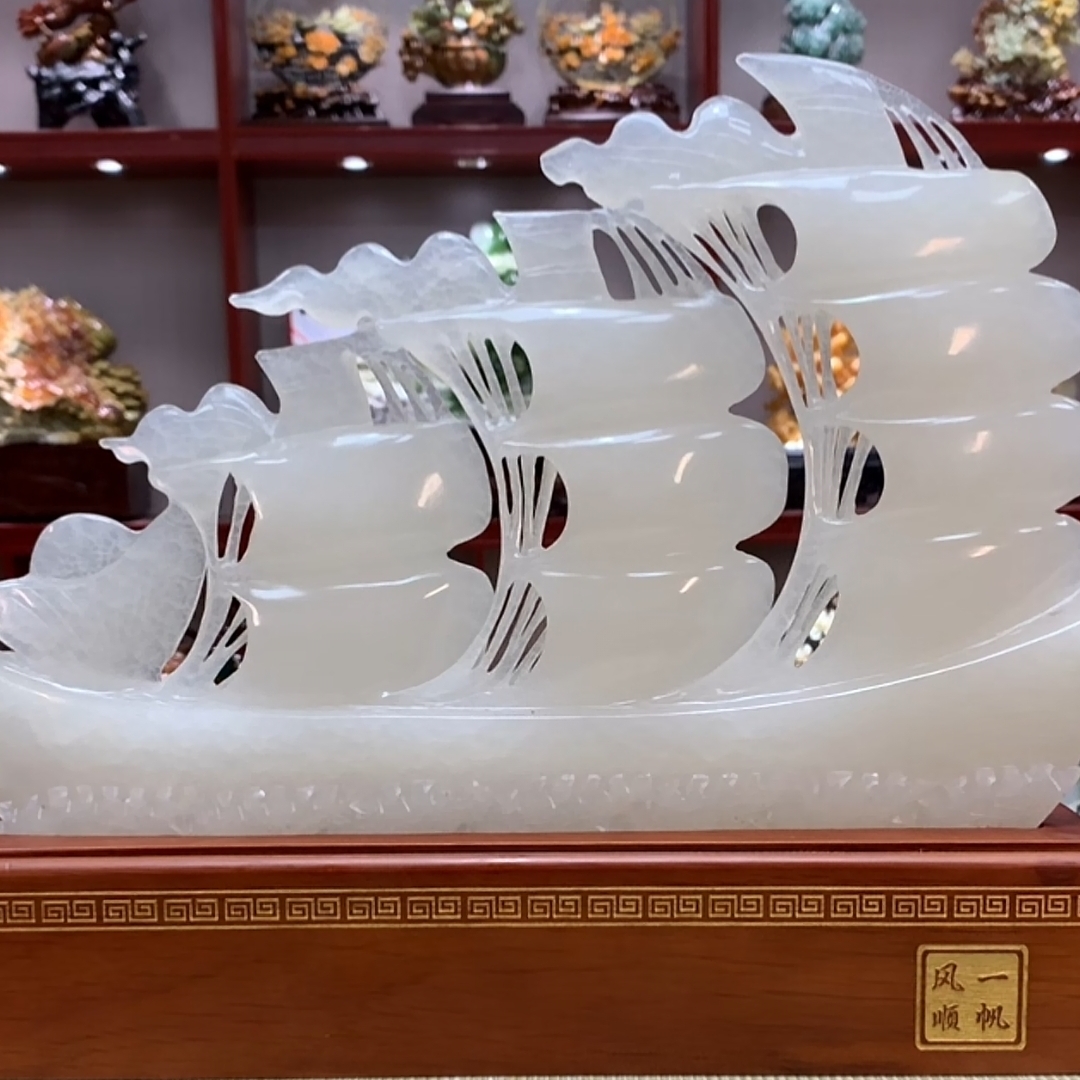 8923家居装饰摆件玉石雕刻电视柜玄关新中式创意书房山水花鸟白菜