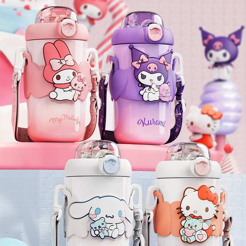 艾可思三丽鸥儿童保温杯380ml可爱颜值泡泡系奶fufu水杯3055