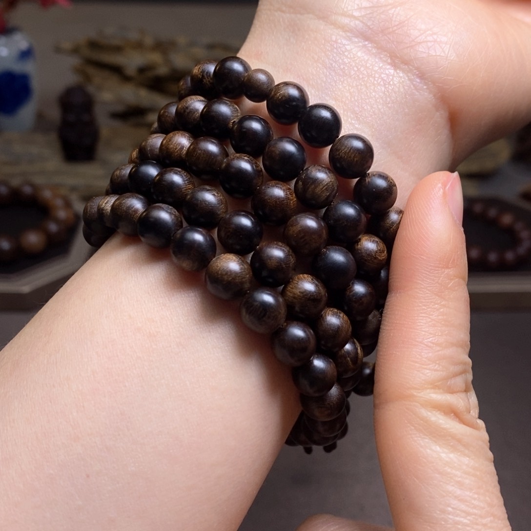 沉香手串越南芽庄白棋楠瘤疤0.8×108