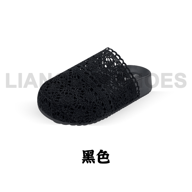 【花苞拖】包头凉拖鞋防滑外穿百搭厚底蕾丝仙女风半拖-HB528