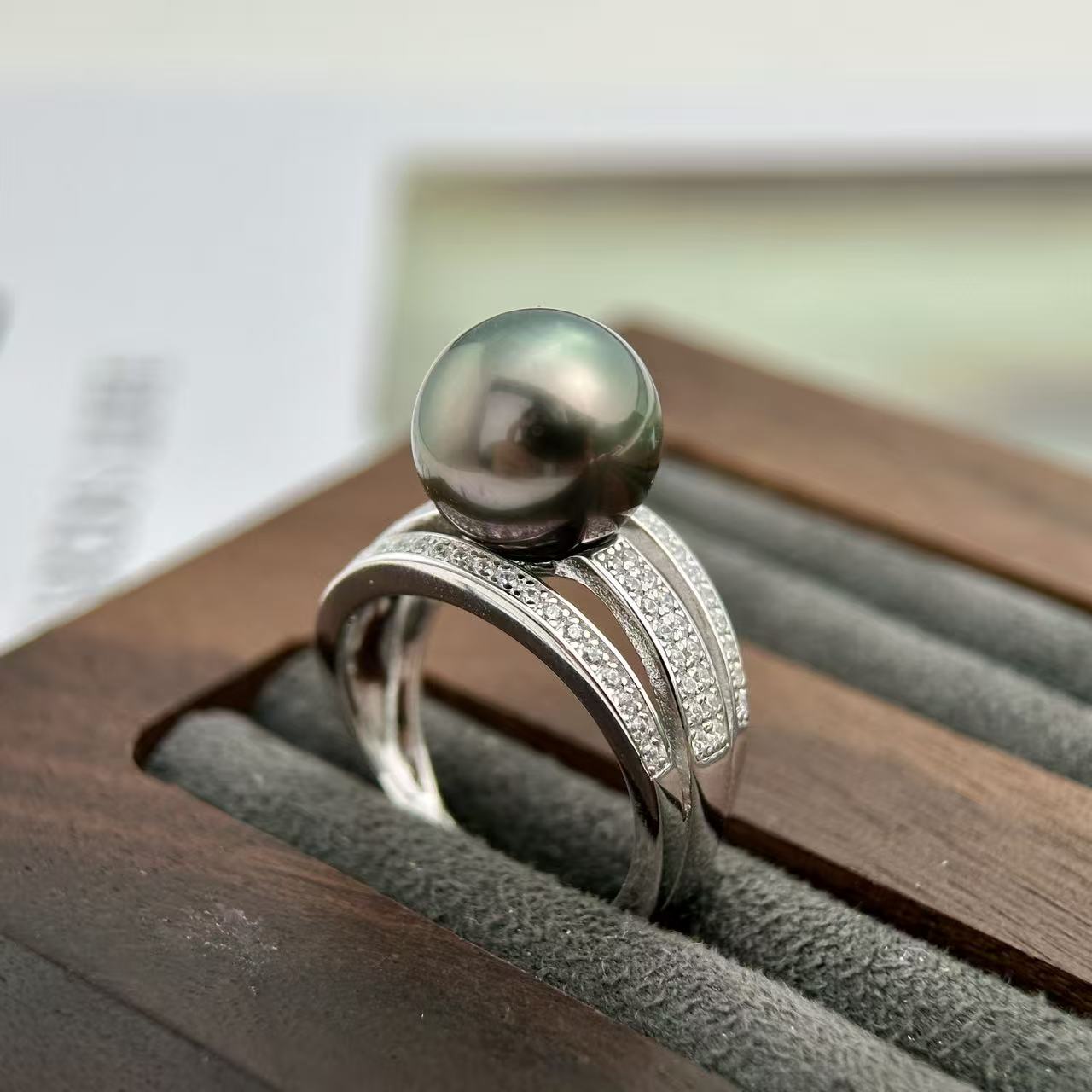 天然海水珍珠大溪地 10-11mm 个性百搭款珍珠戒指