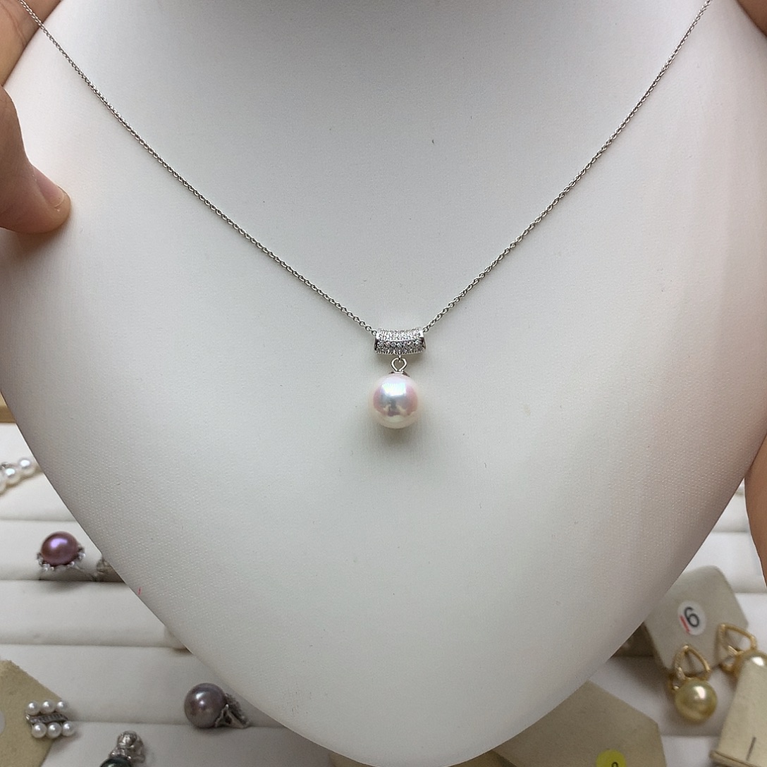 淡水珍珠吊坠(赠链)银S925镶嵌