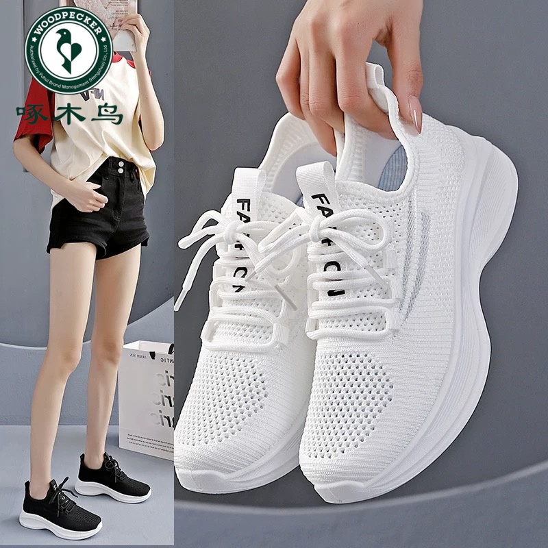 啄木鸟夏季新款透气舒适网面鞋女鞋休闲镂空网鞋时尚运动跑步鞋