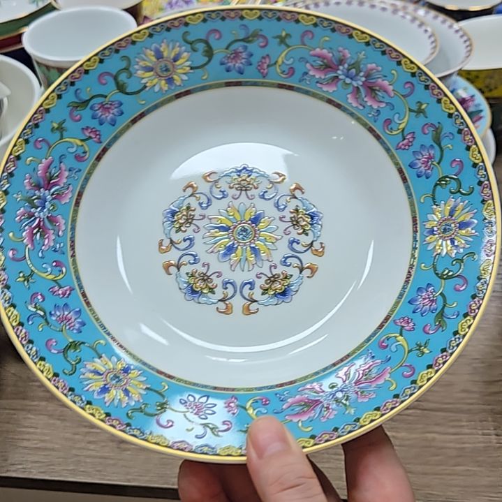瓷片微瑕珐琅彩8寸4个深盘6666666