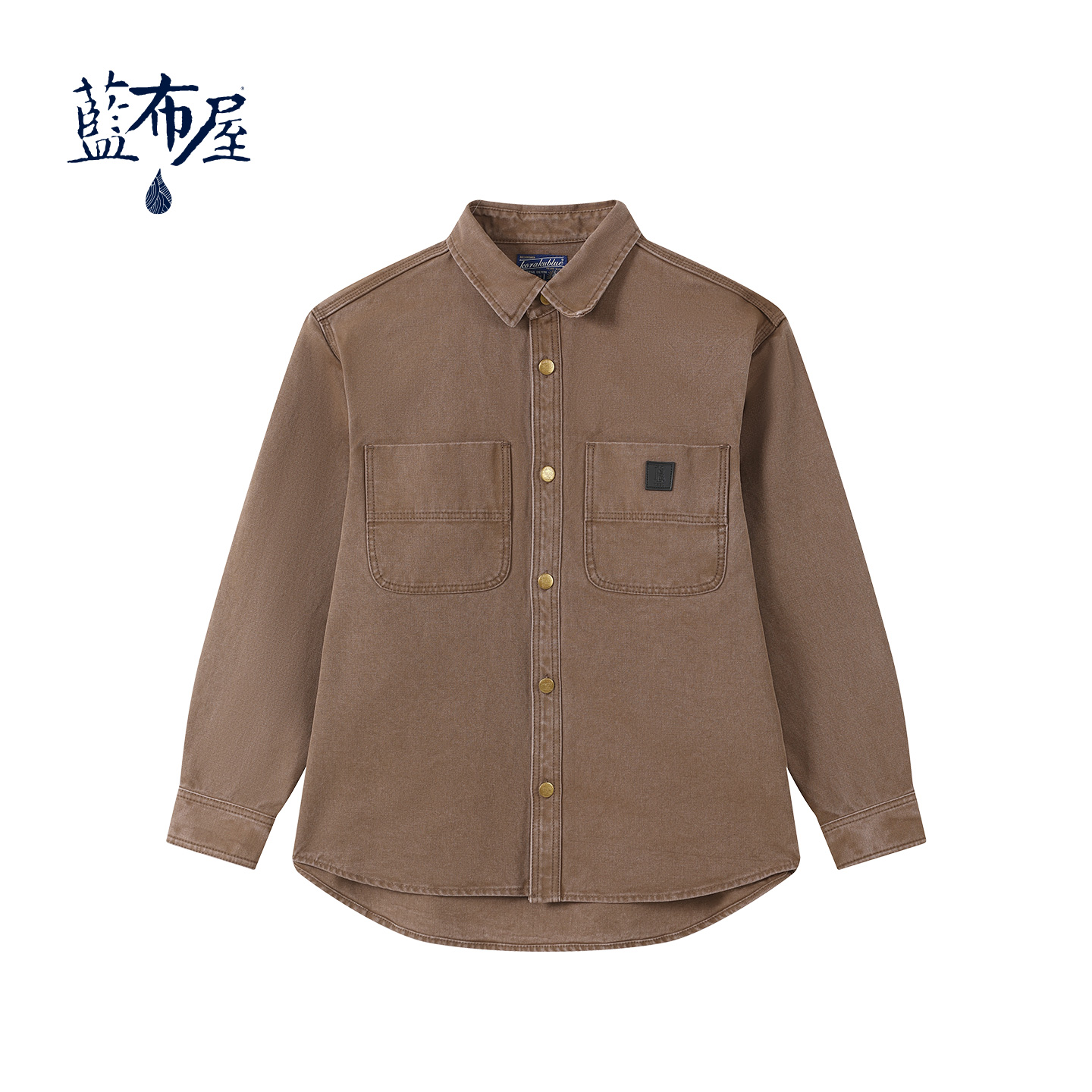蓝布屋【日本面料】15盎司复古水洗做旧重磅珠帆工装长袖衬衫578P