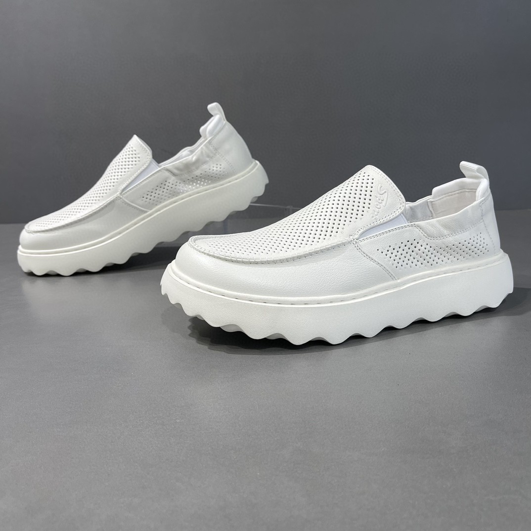 头层牛皮老头鞋豆豆鞋轻底透气百搭防臭男鞋开车专用鞋夏季新款