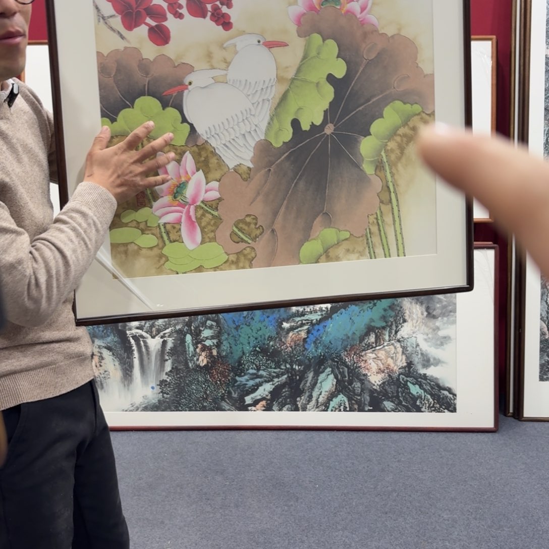 国画带框绘画80/80尺寸