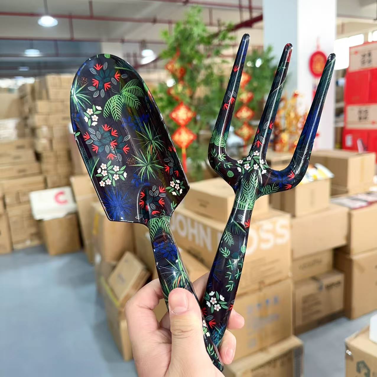 新款印花园艺铲子叉子套装