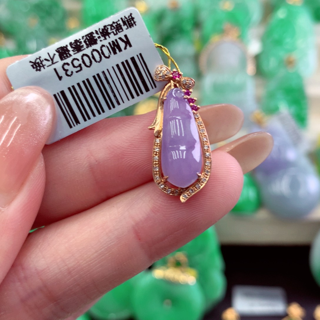 翡翠18K金镶嵌吊坠(不含链)
