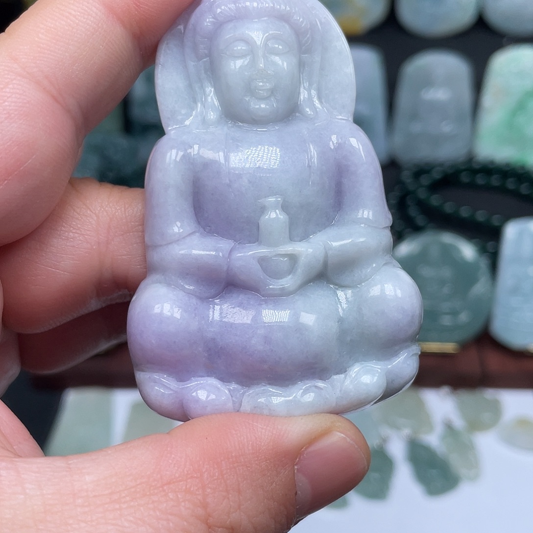 翡翠未镶嵌颈饰紫罗兰观音