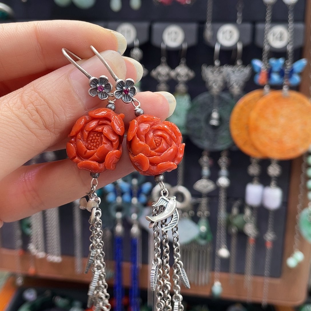 南红玛瑙银S925镶嵌耳饰野****店520jjjhhh