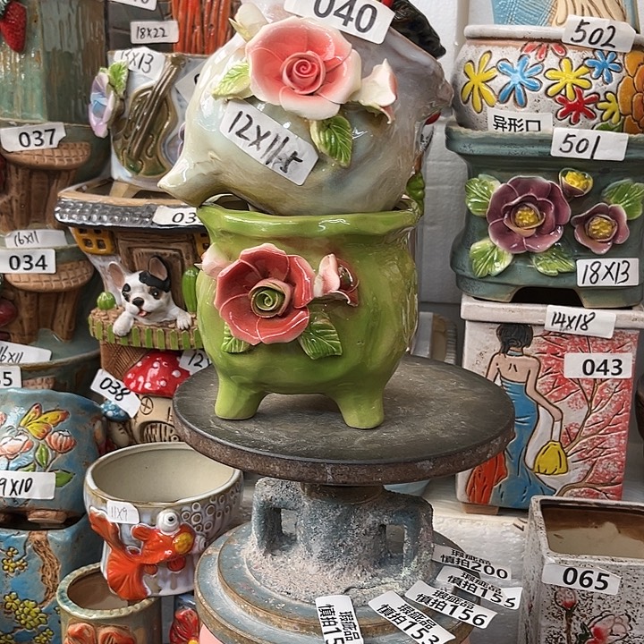 永***姐粗陶材质多肉花盆发货六个颜色各三个