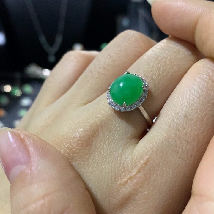 翡翠银S925镶嵌戒指