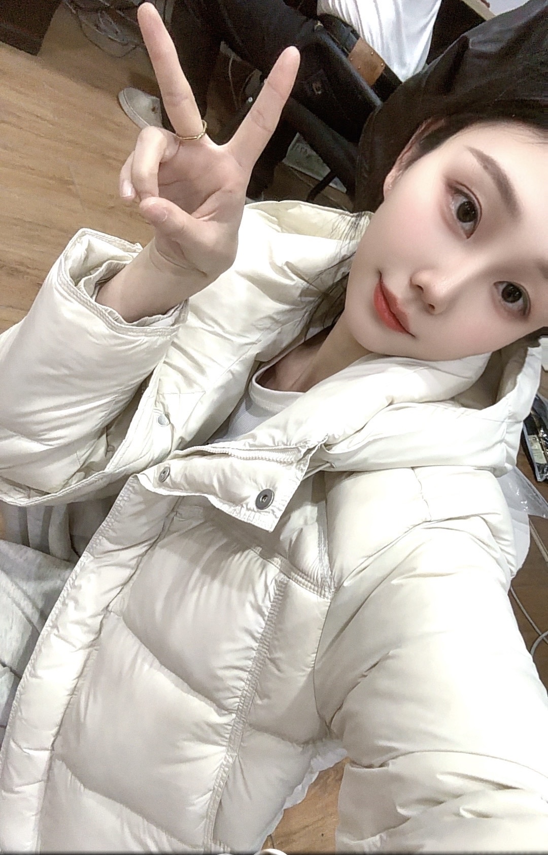 外套纯色立领常规保暖韩版连帽加厚35263         