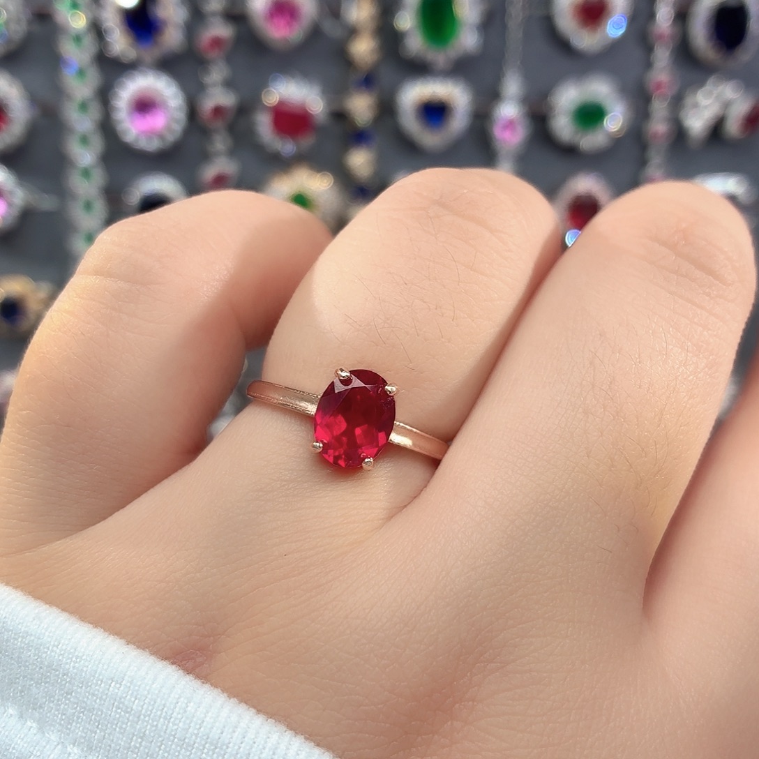 925银培育鸽血红色宝石
