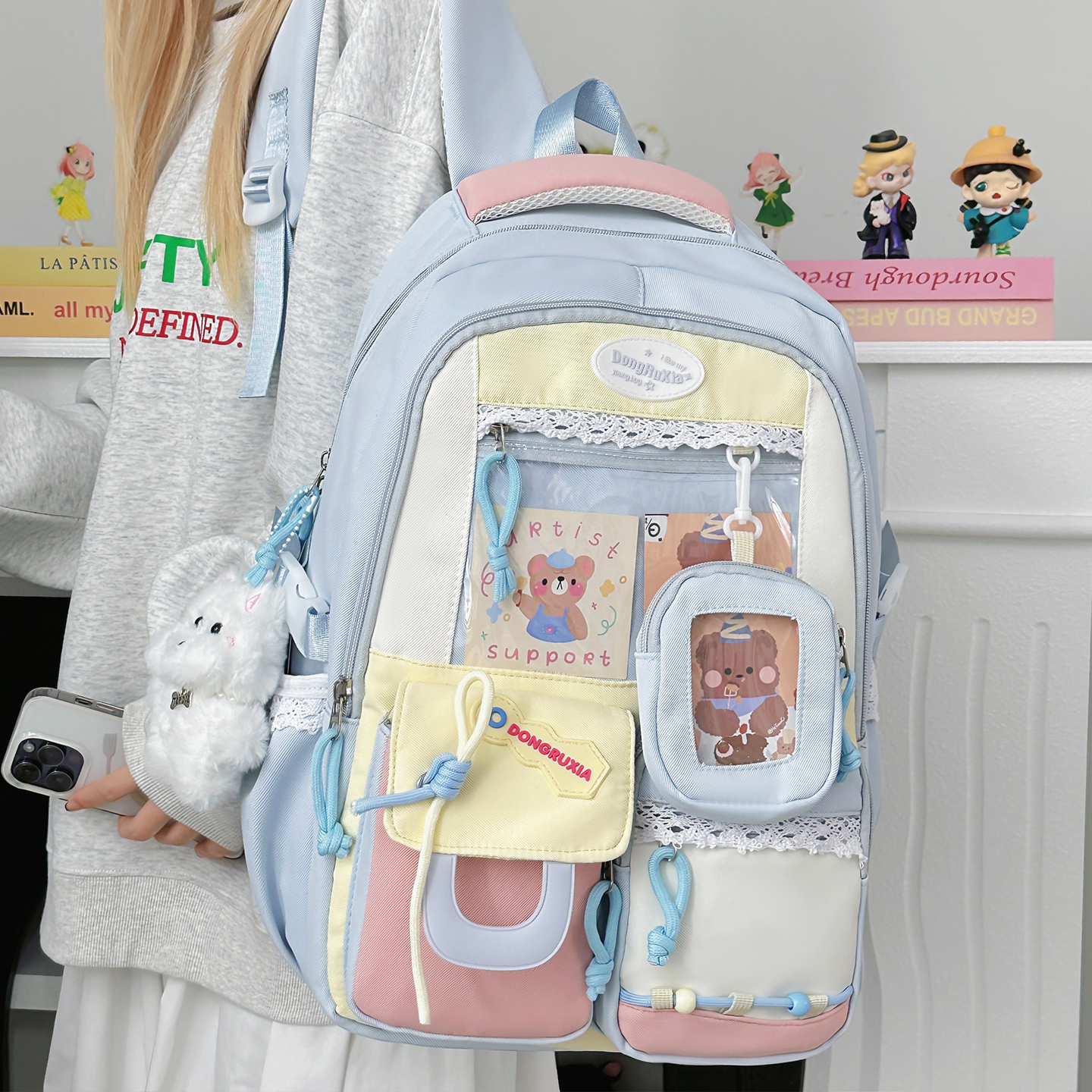 新款初中女生书包高颜值多巴胺学生双肩包大容量书包女生小学生