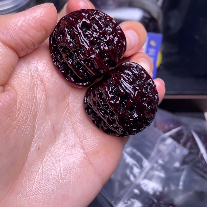 文玩核桃把件三角白