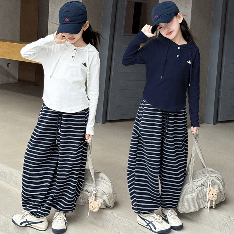 女童套装春秋2025新款洋气时髦中大童运动上衣儿童卫衣裤子两件套