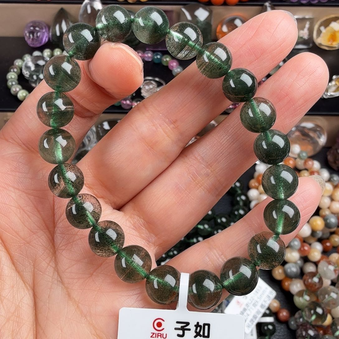 水晶手链未镶嵌天然绿幽灵步步高升千层