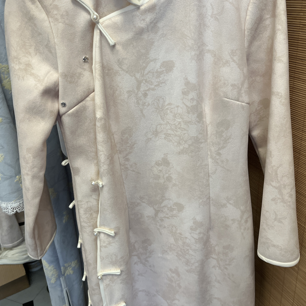 全开襟旗袍少女秋款显白蓝色新款高端修身订婚日常连衣裙气质百搭