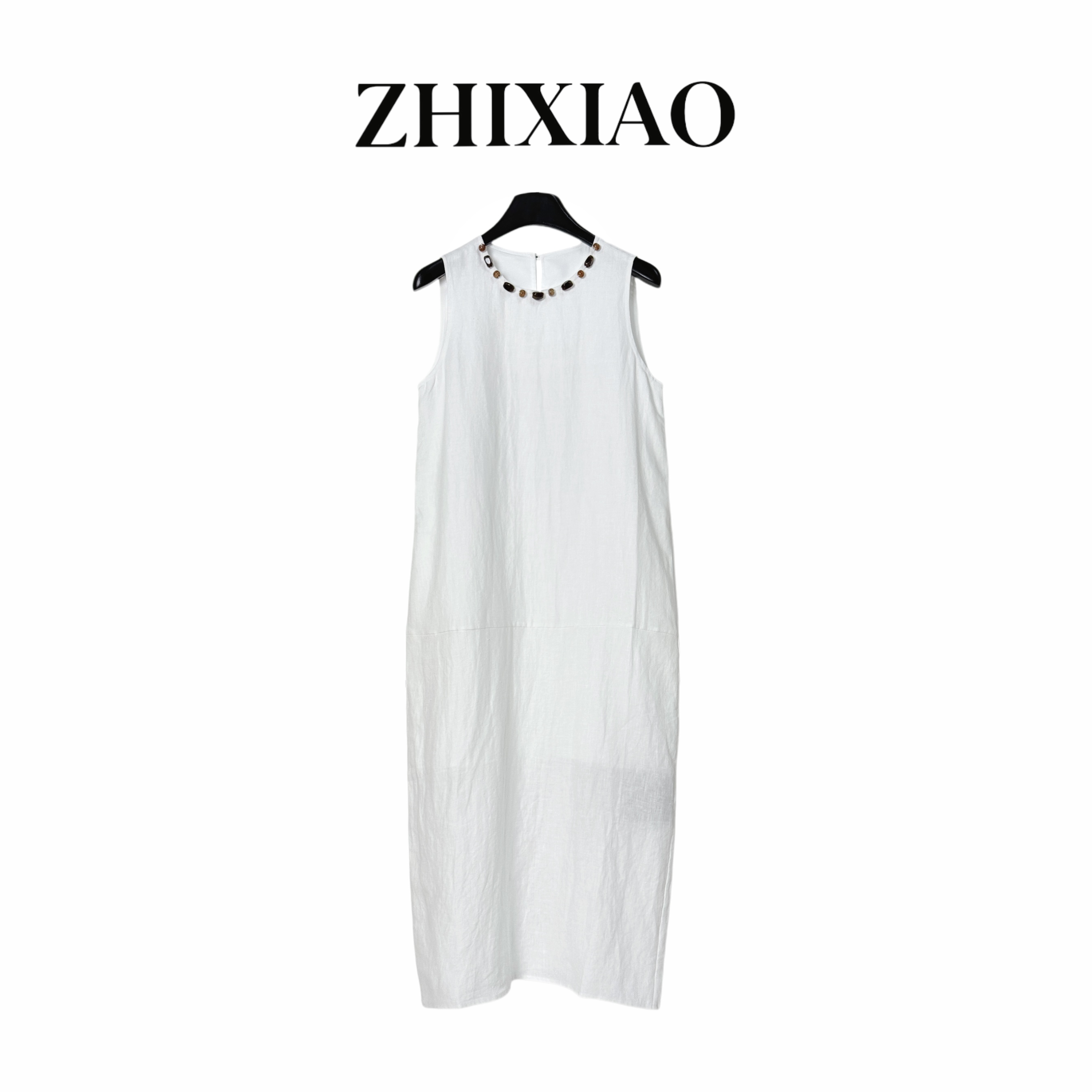 【ZHIXIAO】夏季新款：麻料无袖连衣裙2324