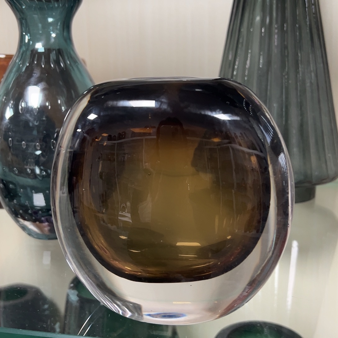 琉璃高14茶棕色琉璃花器