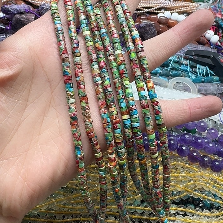 玛瑙/玉髓未镶嵌珠宝半成品一条4mm帝王石剁珠