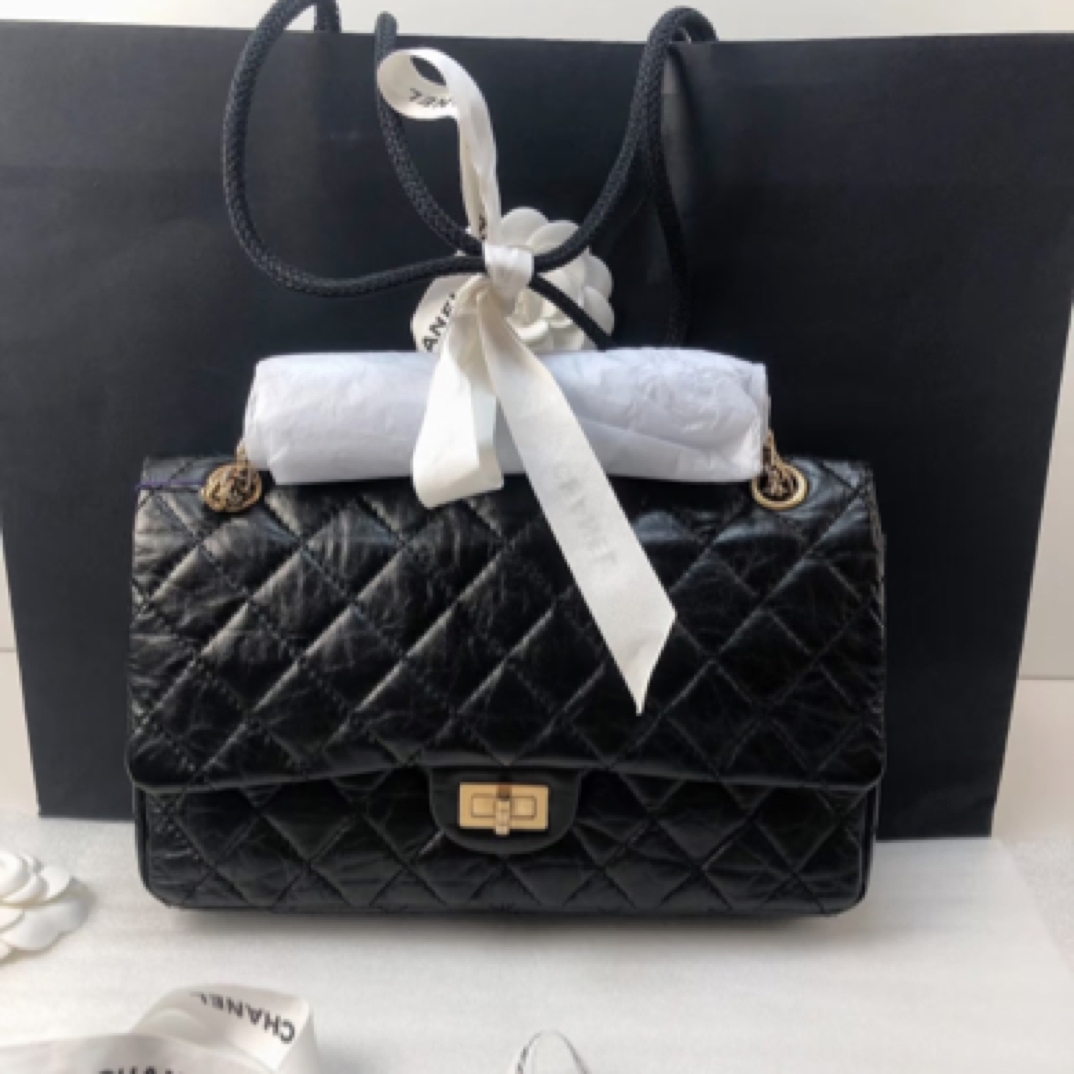 95新 Chanel/香奈儿 Chanel黑金中号2.55斜挎包 23010118-01